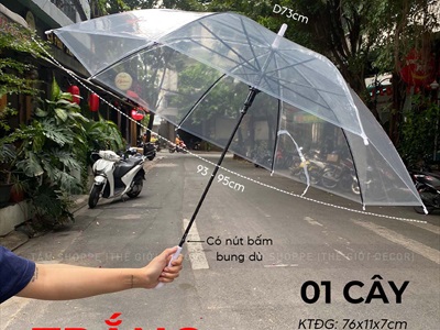 Dù trong suốt thời trang cán dài nhựa dẻo [3 màu] R93cm PHUKIEN-01